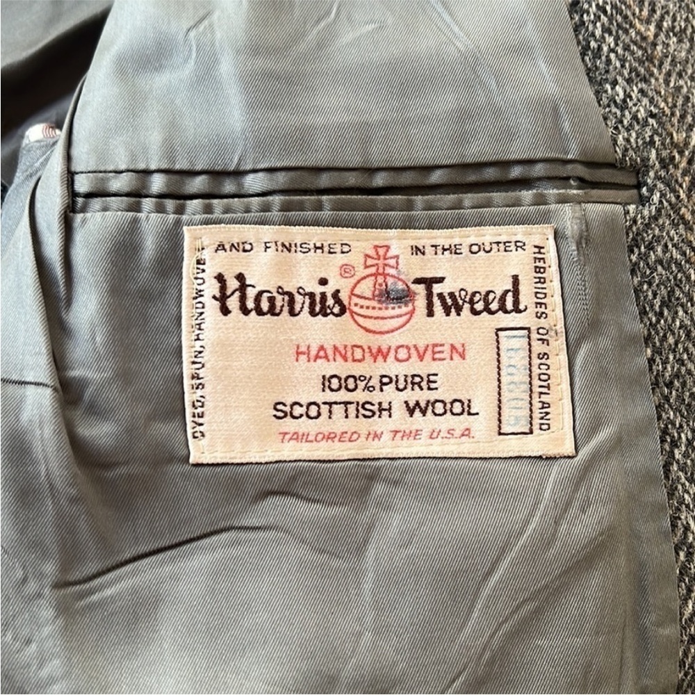 Vintage Harris Tweed Stafford Herringbone Wool Blazer Sports Coat Jacket - Picture 8 of 14